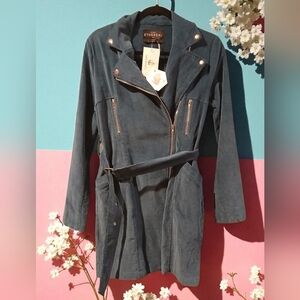 New Ethereal Turquoise Assymetrical Zipper Trench Coat Jacket Vsco Art Whimsical